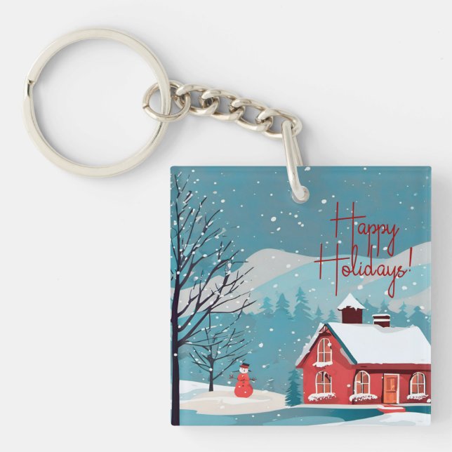 Elegant Vattenfärg Snowfall Festive Lycklig Helgda (Framsidan)