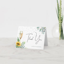 Elegant vattenfärg solros blomster bröllopsdusch tack kort