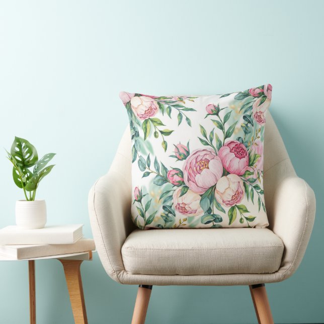 elegant vattenfärg-stil sömlöst blommönster kudde (Stol)