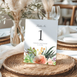 Elegant Vattenfärg Succulent | BRÖLLOP Bordsnummer