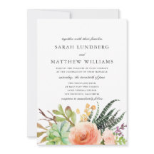 Elegant Vattenfärg Succulent | Bröllopsinbjudan
