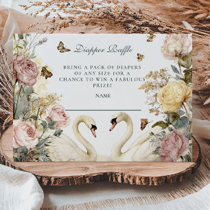 Elegant Vattenfärg Svanar Diapper Raffle Tilläggskort