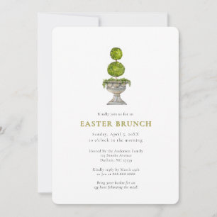 Elegant vattenfärg topiary påskbrunch inbjudningar
