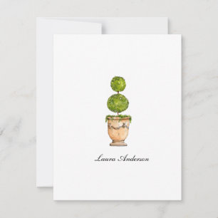 Elegant vattenfärg topiary platt anteckningskort
