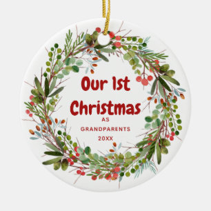 Elegant Vattenfärg Utandning Första jul Julgransprydnad Keramik