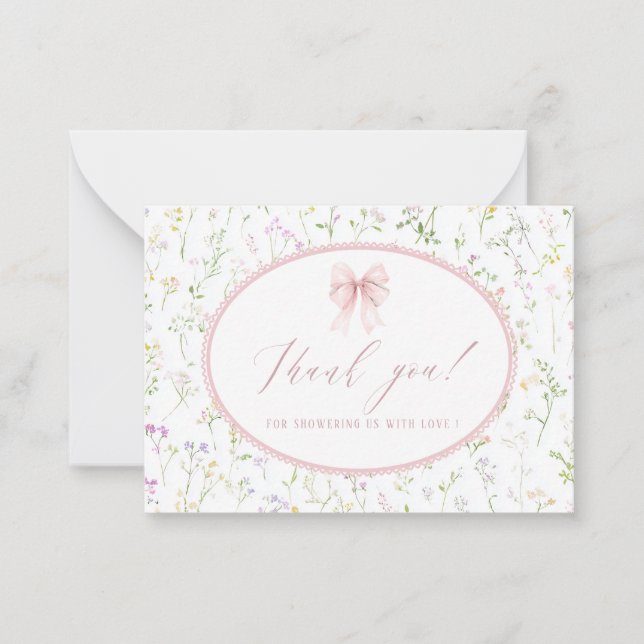 Elegant vattenfärg vår vildblomma Platt Notkort Anteckningskort (Framsida)