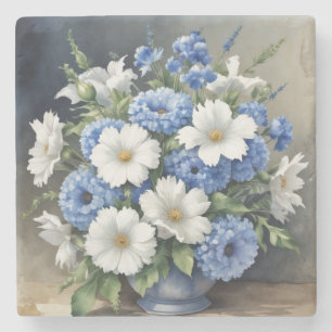 Elegant vattenfärg vas för blommor stenunderlägg