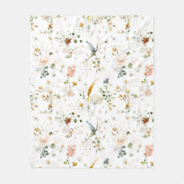 Elegant vattenfärg vildblomsterträdgård  fleecefilt