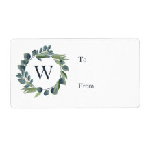 Elegant Vattenfärg Vinter Foliage Utandning Monogr