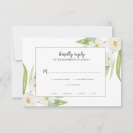Elegant Vattenfärg Vit & Grönt Blommigt Bröllop OSA Kort