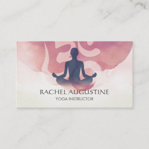 Elegant Vattenfärg Yoga Meditation Pose Om Symbol Visitkort