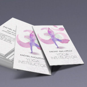 Elegant vattenfärg yoga meditation ställning Om-sy Visitkort