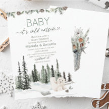 Elegant Vattenfärga det är kall utanför babysknapp