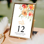 Elegant Vattenfärgad Apricot-Blommigt Bordsnummer<br><div class="desc">Dessa kort för bordsnummer av elegant har,  delikata blommigtar för vattenfärg och löv i aprikoser och persikor. Låt dessa vackra färg ange tonen för ett magiskt firande,  fångat för att hålla för evigt.</div>