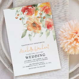 Elegant Vattenfärgad Apricot-Blommigt Inbjudningar