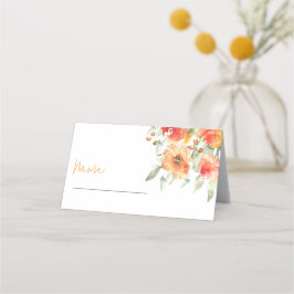 Elegant Vattenfärgad Apricot-Blommigt Placeringskort