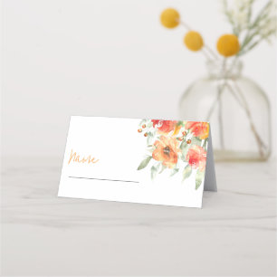 Elegant Vattenfärgad Apricot-Blommigt Placeringskort