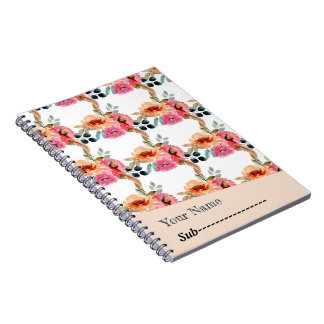 Elegant Vattenfärgad Blommigt bärbar dator Anteckningsbok