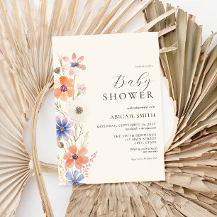 Elegant Vattenfärgad Blommigt Boho Baby Shower Inbjudningar