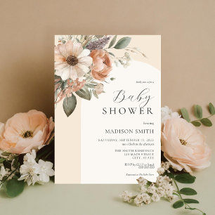 Elegant Vattenfärgad Blommigt Boho Baby Shower Inbjudningar
