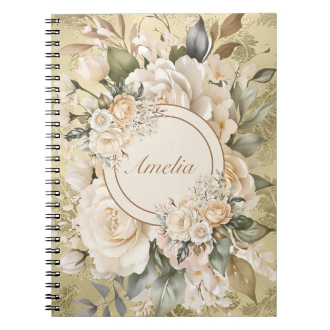 Elegant Vattenfärgad Blommigt Bouquet bärbar dator Anteckningsbok (Framsidan)