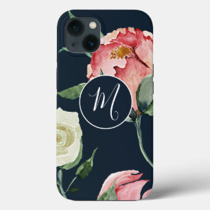 Elegant vattenfärgad Blommigt med monogrammad