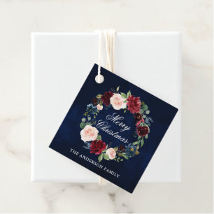 Elegant Vattenfärgad Blommigt Utandning God jul Gåvor Etiketter
