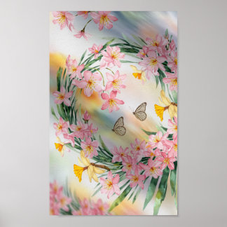 Elegant Vattenfärgad Blommigt Utandning med fjäril Poster
