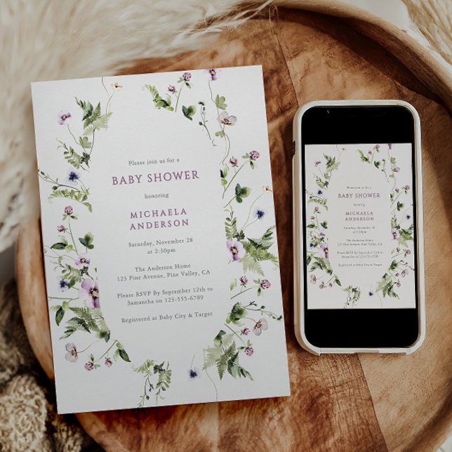 Elegant Vattenfärgad Blommigt Utandningsskugga för Inbjudningar (Skapare uppladdad)