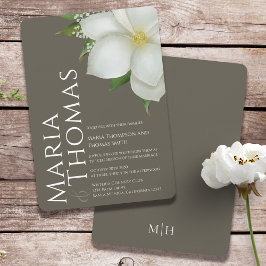 Elegant Vattenfärgad Blommigt Vit Magnolia Flower Inbjudningar