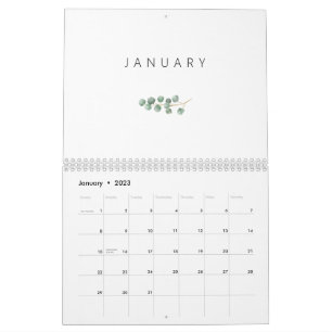 Elegant Vattenfärgad eukalyptus Kalender