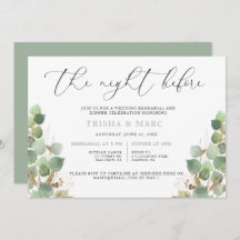 Elegant Vattenfärgad Greenery Rehearsal Middag