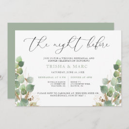 Elegant Vattenfärgad Greenery Rehearsal Middag Inbjudningar