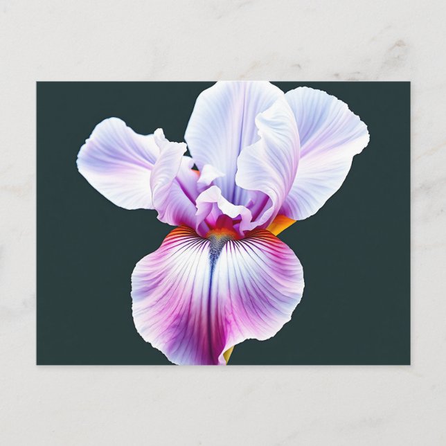 Elegant Vattenfärgad irisblomma med fintvätt Vykort (Framsida)