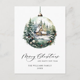 Elegant Vattenfärgad jul - Ornament Helgdag Vykort