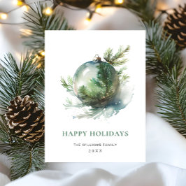 Elegant Vattenfärgad jul - Ornament Helgdag Vykort