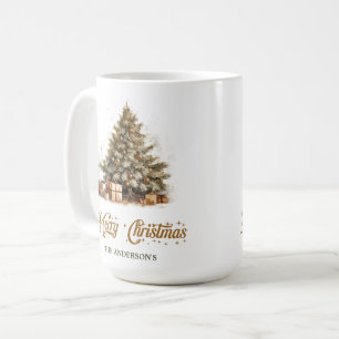 Elegant, vattenfärgad Julgran-koppar Kaffemugg