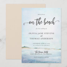 Elegant Vattenfärgad Vild Ocean Beach Aqua Bröllop