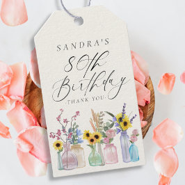 Elegant Vattenfärgade Blommigtar 80:e födelsedag T Presentetikett