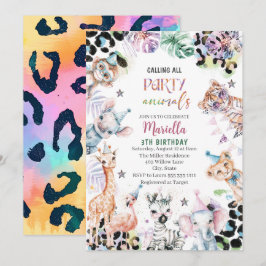 Elegant Vattenfärgade vilda safari-djur 3Th B Inbjudningar