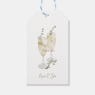 Elegant Vattenfärgat champagneglas Bröllop Presentetikett