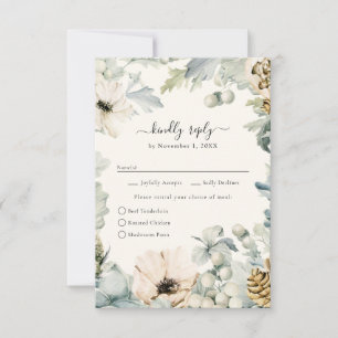 Elegant vattenfärgblommig bröllops-RSVP-kort OSA Kort