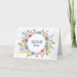 Elegant vattenfärgblommig krans Snart frisk igen  Kort