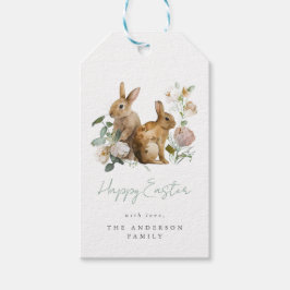 Elegant vattenfärgblommig påsk presentetikett