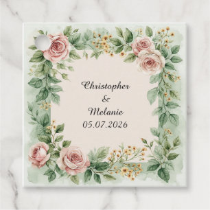 Elegant vattenfärgblommig ram gåvor etiketter