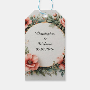 Elegant vattenfärgblommig ram presentetikett