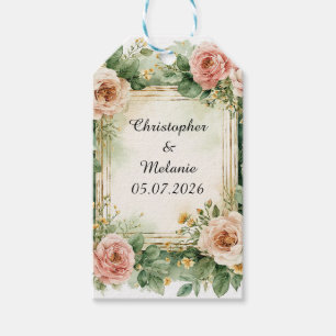 Elegant vattenfärgblommig ram presentetikett