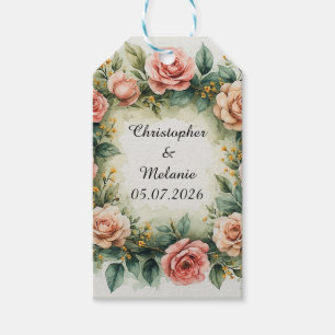 Elegant vattenfärgblommig ram  presentetikett