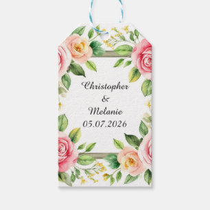 Elegant vattenfärgblommig ram  presentetikett