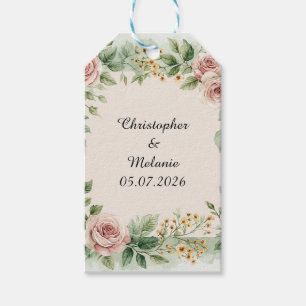 Elegant vattenfärgblommig ram presentetikett